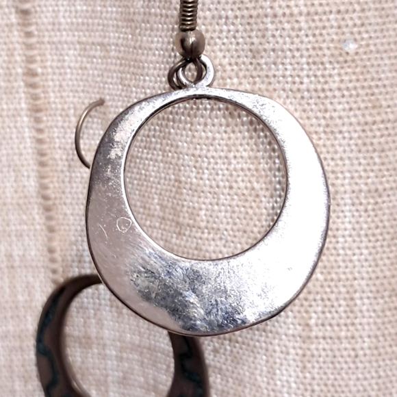 Taxco 925 Sterling Silver And Turquoise Hoop Earrings - Picture 3 of 4